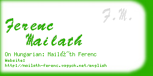 ferenc mailath business card